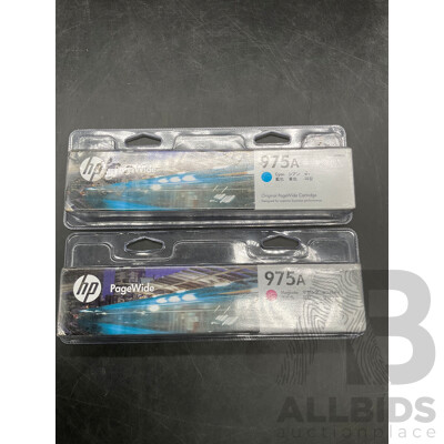 HP 975A Ink Cartridge Magenta and Cyan - Lot of 2 - ORP $338