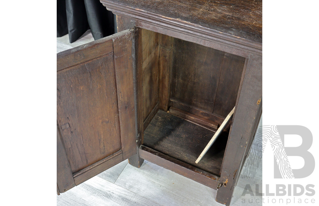 Antique Gothic Revival Oak Single Door Cabinet