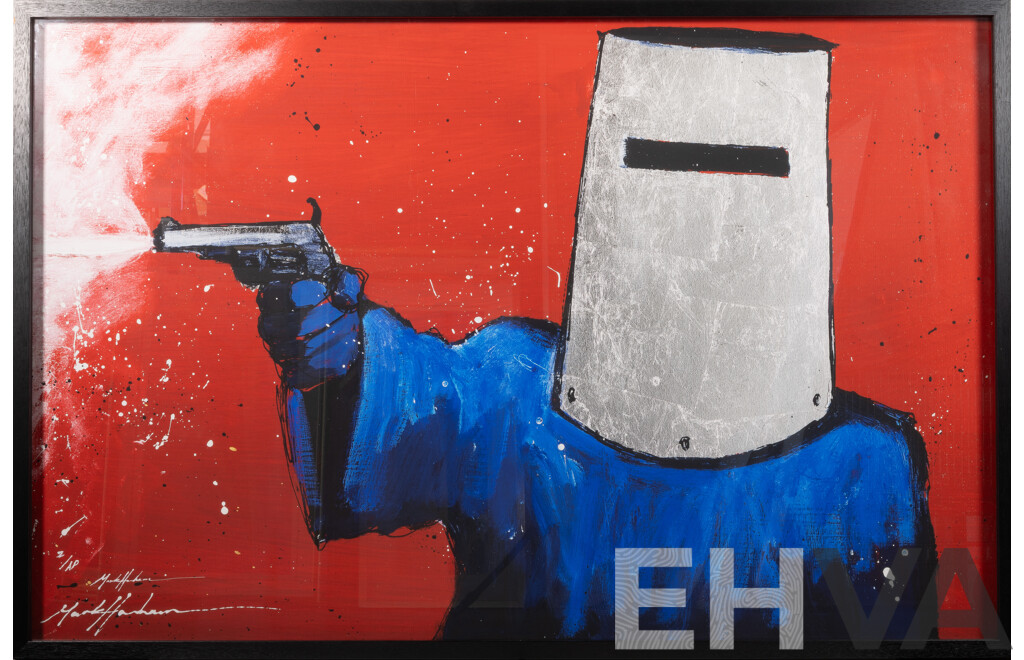 Mark Hanham (20th Century, Australian, 1978-), Ned Kelly Red and Silver, (2017), Fine Art Artist Proof (2 A/P), Limited Edition Giclée on Paper, Hand Signed, 102 x 155 cm (frame)