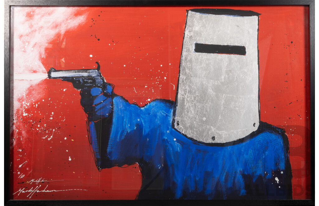 Mark Hanham (20th Century, Australian, 1978-), Ned Kelly Red and Silver, (2017), Fine Art Artist Proof (2 A/P), Limited Edition Giclée on Paper, Hand Signed, 102 x 155 cm (frame)