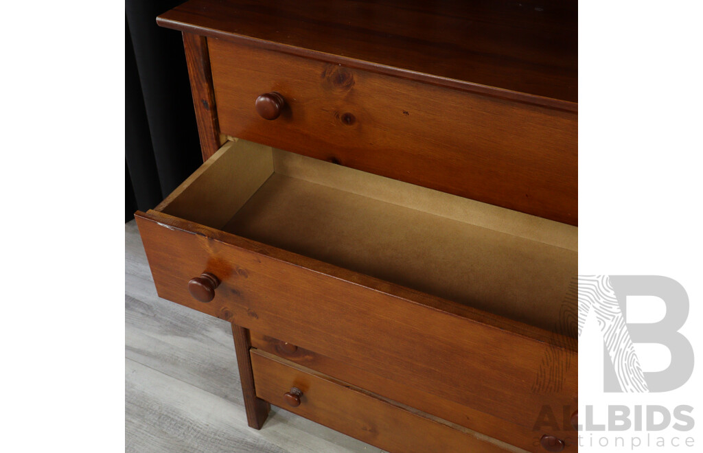 Modern Pine Chest of Five Drawers