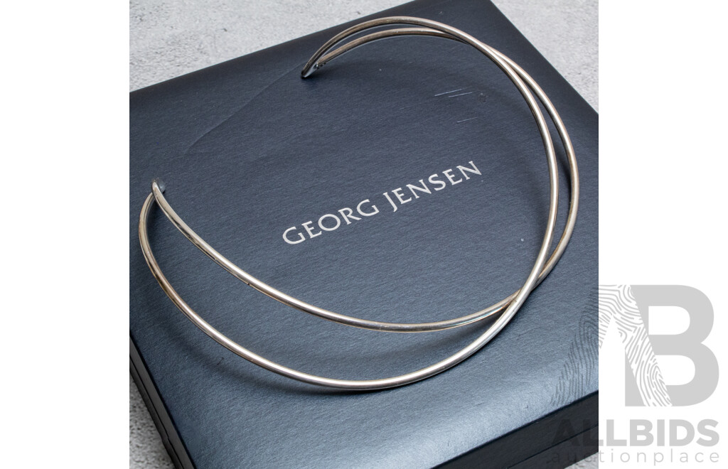 Georg Jensen Sterling Silver 'alliance' Neckring #554, Designed by Allan Scharff for GJ, 53 Grams