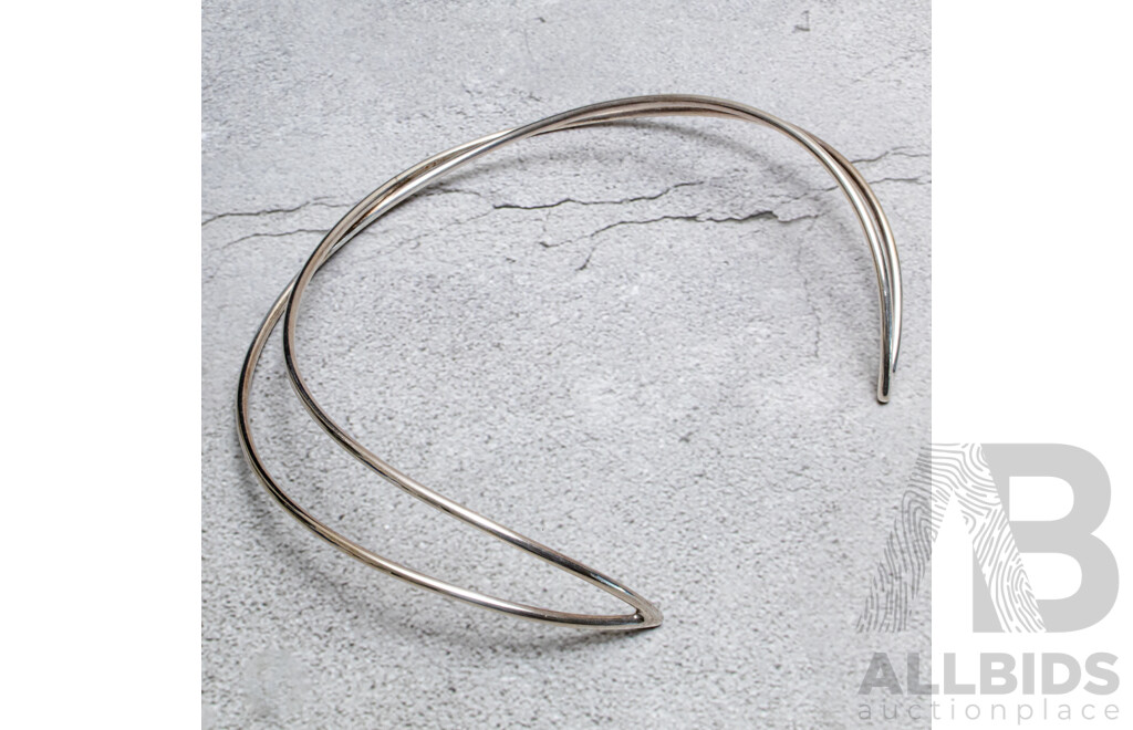 Georg Jensen Sterling Silver 'alliance' Neckring #554, Designed by Allan Scharff for GJ, 53 Grams