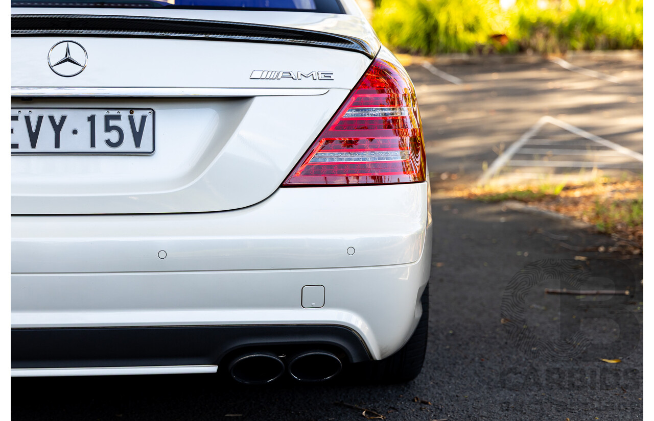 6/2008 Mercedes-Benz S63 AMG 221 07 Upgrade 4d Sedan Designo Mystic White II V8 6.2L - IMPORT