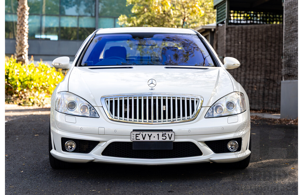 6/2008 Mercedes-Benz S63 AMG 221 07 Upgrade 4d Sedan Designo Mystic White II V8 6.2L - IMPORT