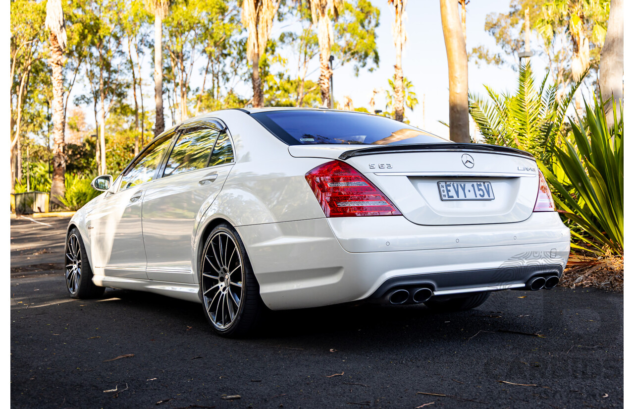 6/2008 Mercedes-Benz S63 AMG 221 07 Upgrade 4d Sedan Designo Mystic White II V8 6.2L - IMPORT