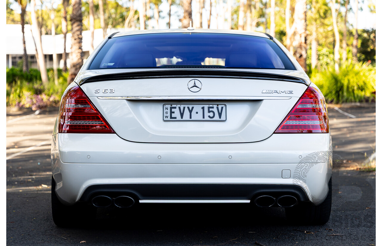 6/2008 Mercedes-Benz S63 AMG 221 07 Upgrade 4d Sedan Designo Mystic White II V8 6.2L - IMPORT