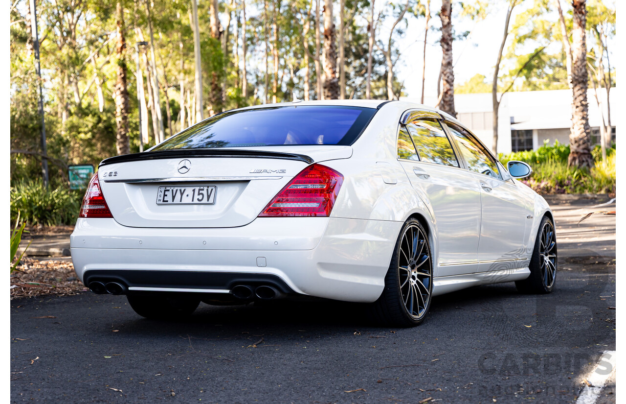 6/2008 Mercedes-Benz S63 AMG 221 07 Upgrade 4d Sedan Designo Mystic White II V8 6.2L - IMPORT