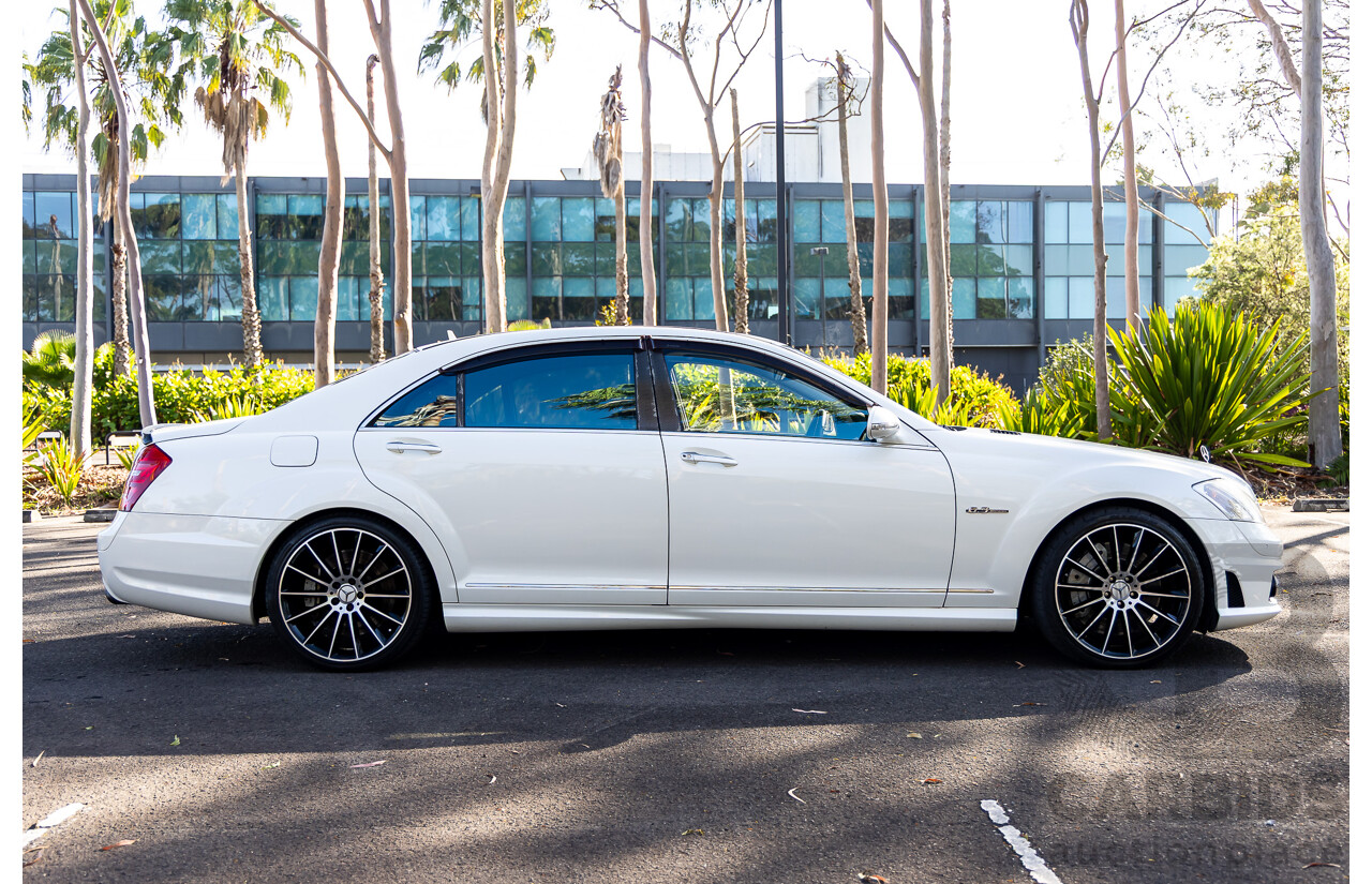 6/2008 Mercedes-Benz S63 AMG 221 07 Upgrade 4d Sedan Designo Mystic White II V8 6.2L - IMPORT