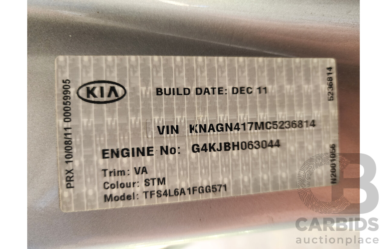 1/2012 Kia Optima Platinum TF 4d Sedan Silver 2.4L