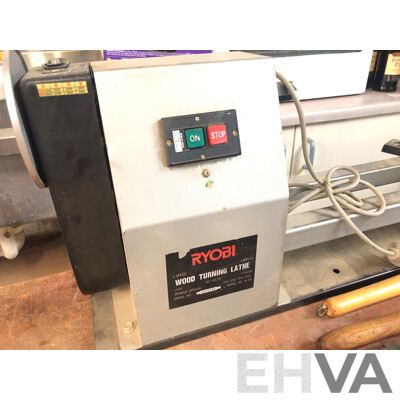 Ryobi 1000mm Wood Turning Lathe with Tools and Oxfrod Mobile Medical Bed with Benchtop