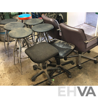 Office Chairs, Gaslift Stools and Bar Stools - Lot of 11