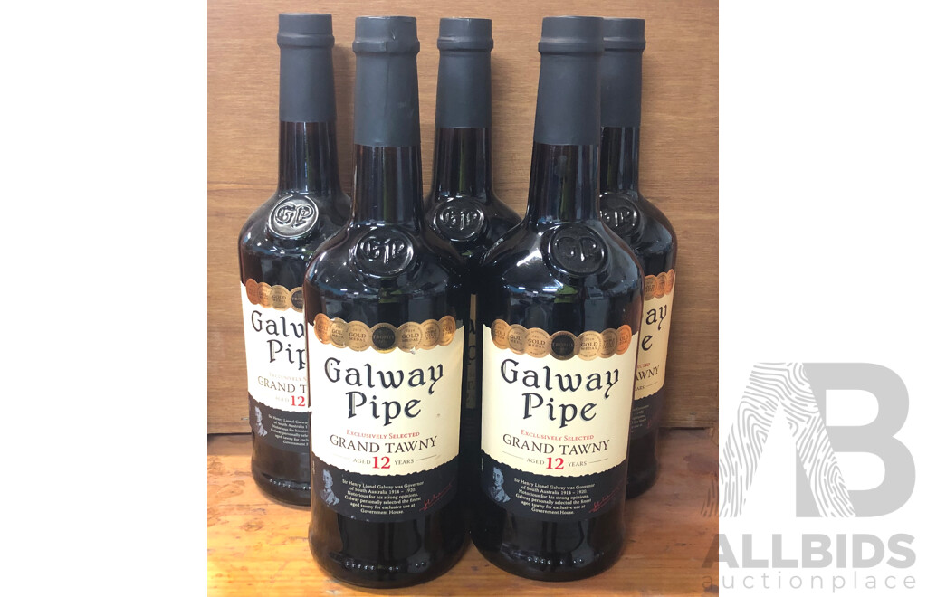 Galway Pipe Grand Tawny Port - Aged 12 Years - 750ml Bottles - Lot of Five - New