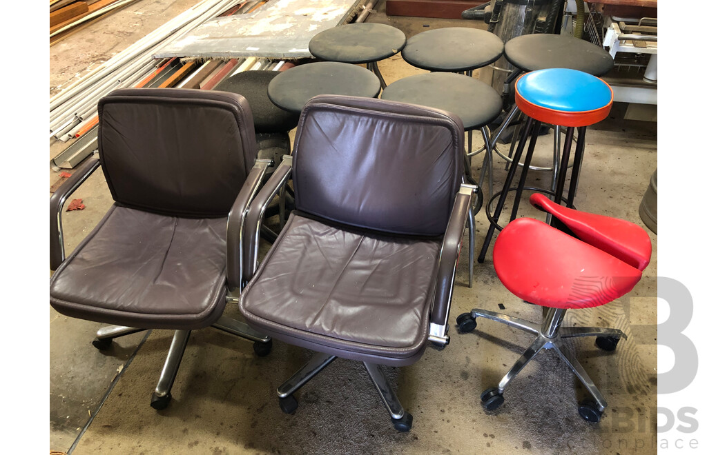 Office Chairs, Gaslift Stools and Bar Stools - Lot of 11