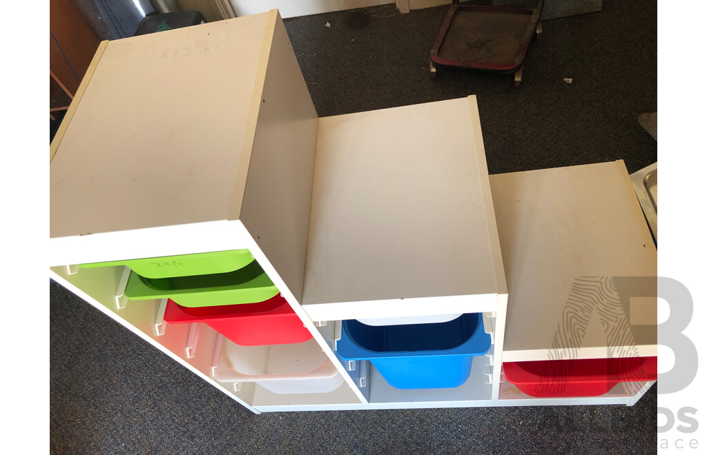 Laminate Shelving Unit with Plastic Storage Tubs