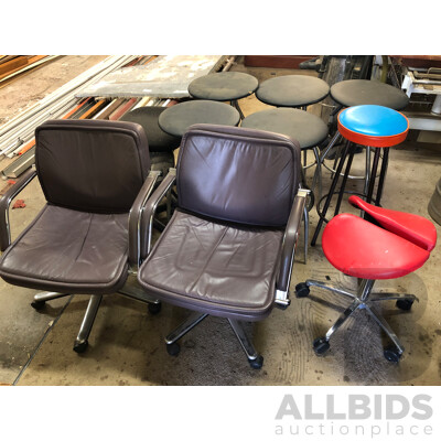 Office Chairs, Gaslift Stools and Bar Stools - Lot of 11