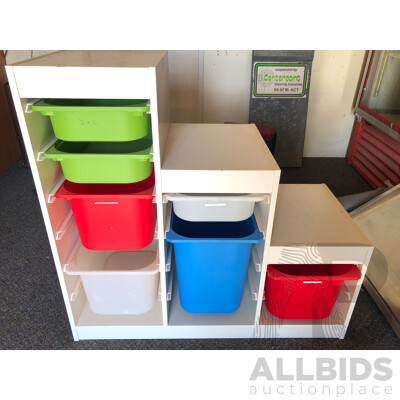 Laminate Shelving Unit with Plastic Storage Tubs