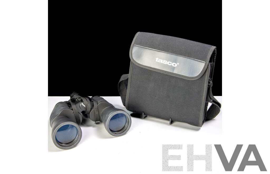 Pair Tasco Zip Focus, 12 X 50, 2012BRZ, Fully Coated Optics Binoculars in Carry Case