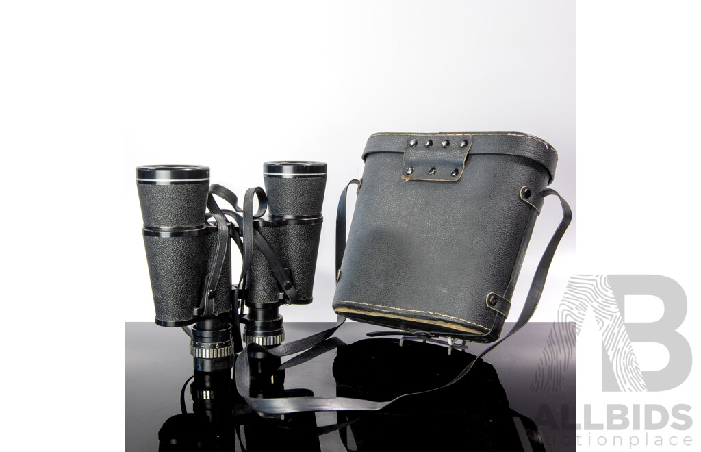 Pair Vintage Hanimex 7 X 50, 7.1, Fully Coated Optics Binoculars in Carry Case
