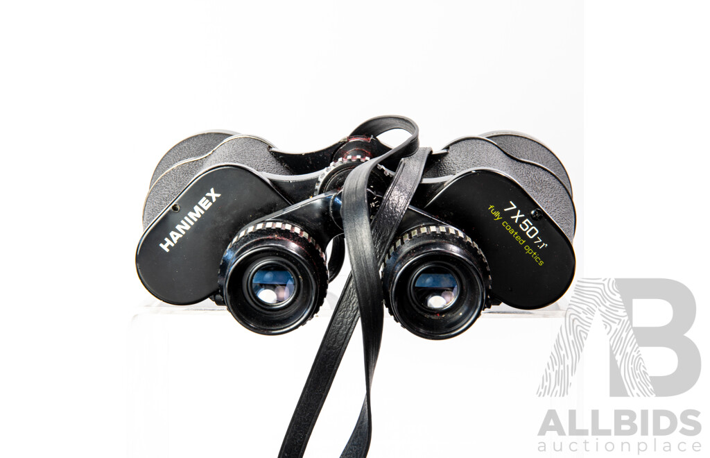 Pair Vintage Hanimex 7 X 50, 7.1, Fully Coated Optics Binoculars in Carry Case