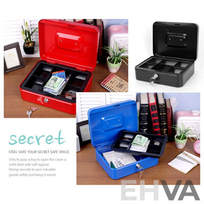 Lockable Cash Box in 3 Size, Black - Lot of 12