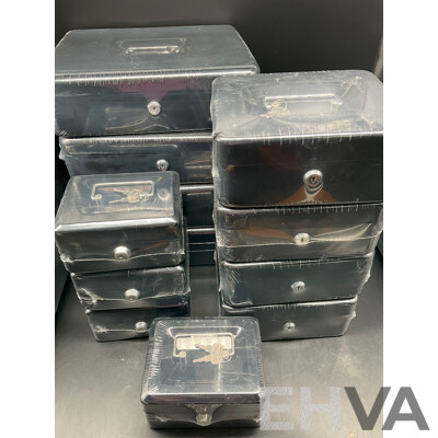 Lockable Cash Box in 3 Size, Black - Lot of 12