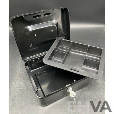 Lockable Cash Box in 3 Size, Black - Lot of 12