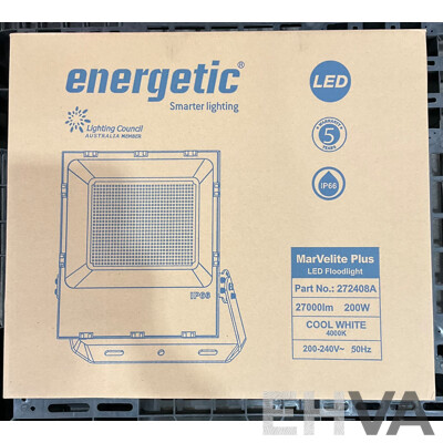 ENERGETIC Marvelite Plus 200W LED Floodlight IP66 4000K - Lot of 2 - ORP $269