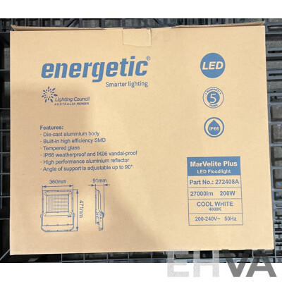 ENERGETIC Marvelite Plus 200W LED Floodlight IP66 4000K - Lot of 2 - ORP $269