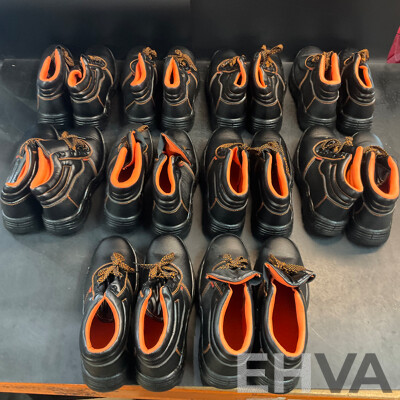10 Pairs Safety Shoes Black/Orange - Size 45/46