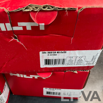 50 PCS HILTI Drop-in Anchor Flush Anchor HKD-SR M12x50 (247954) - Total in 2 Boxes  - ORP $1,290