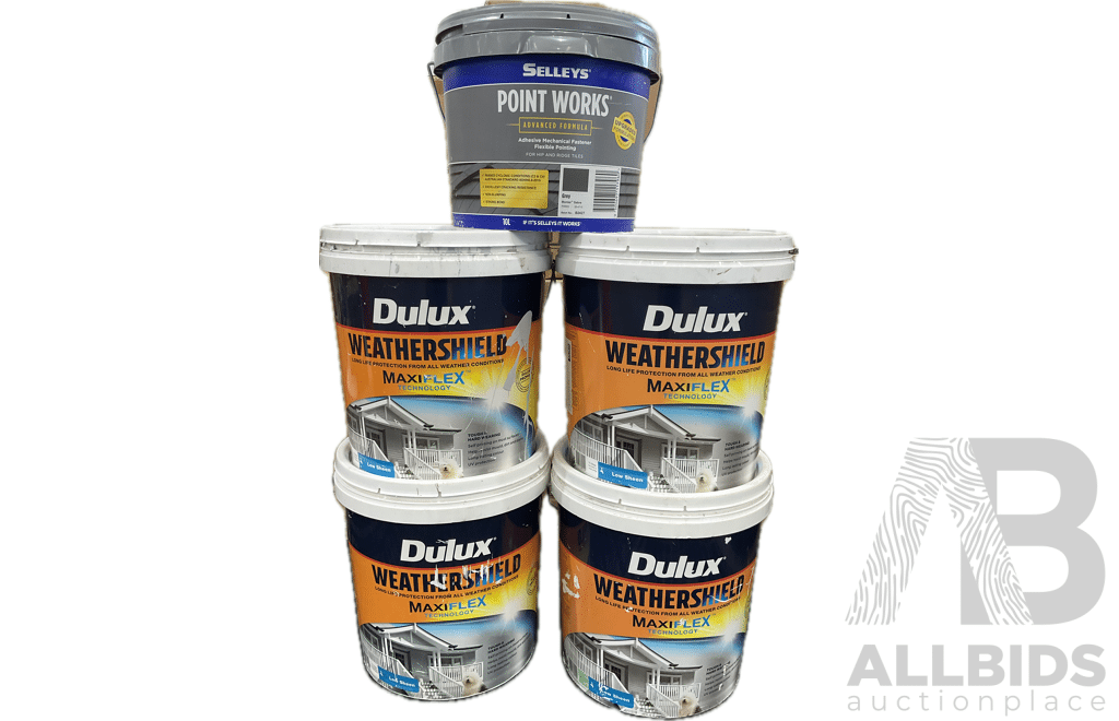 DULUX Weathershield Low Sheen Outdoor Paint - PREMIX (2021/2022) SELLEYS Adhesive Mechanical Fastener Grey - LOT of 5