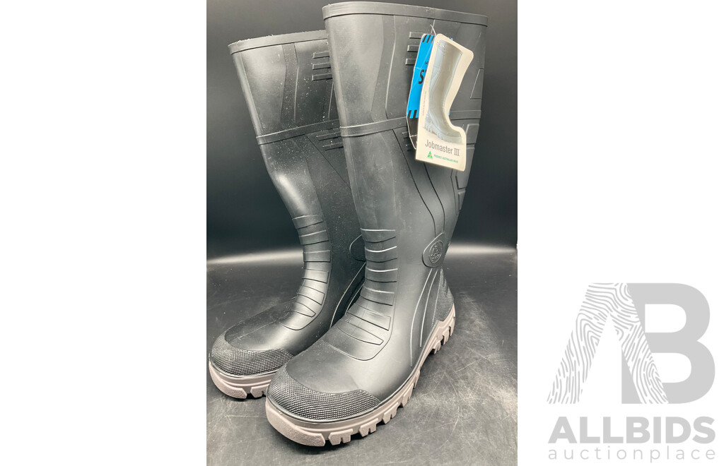 BATA Industrials Jobmaster III 400 PVC Safety Gumboots Size 8 Black/Grey - Lot of 10 - ORP $1299