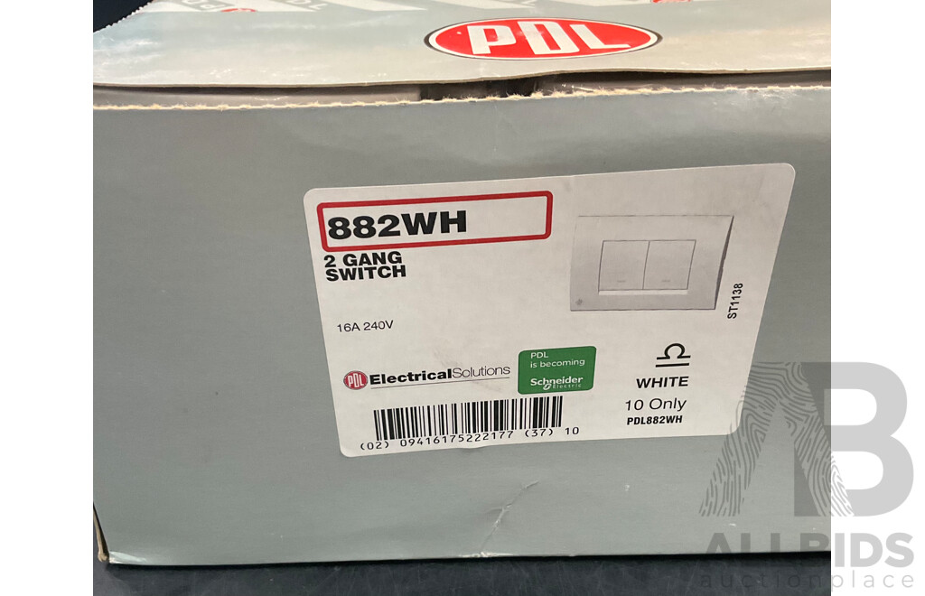 PDL 882WH 2 Gang Switch 16A 240V - Lot of 120