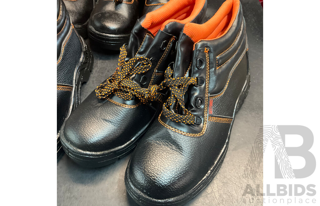 10 Pairs Safety Shoes Black/Orange - Size 45/46