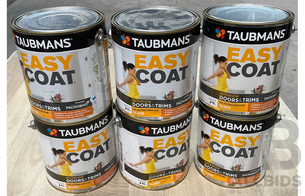 6 X TAUBMANS Easy Coat Interior Doors& Trims White Gloss 4L