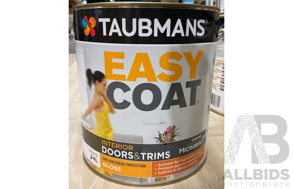 6 X TAUBMANS Easy Coat Interior Doors& Trims White Gloss 4L