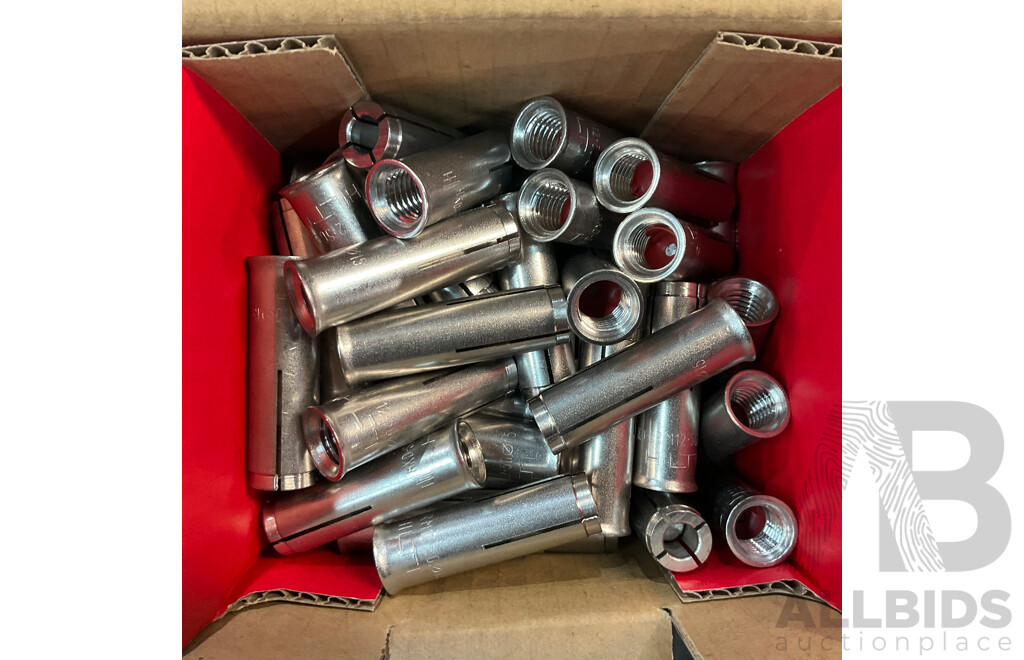50 PCS HILTI Drop-in Anchor Flush Anchor HKD-SR M12x50 (247954) - Total in 2 Boxes  - ORP $1,290