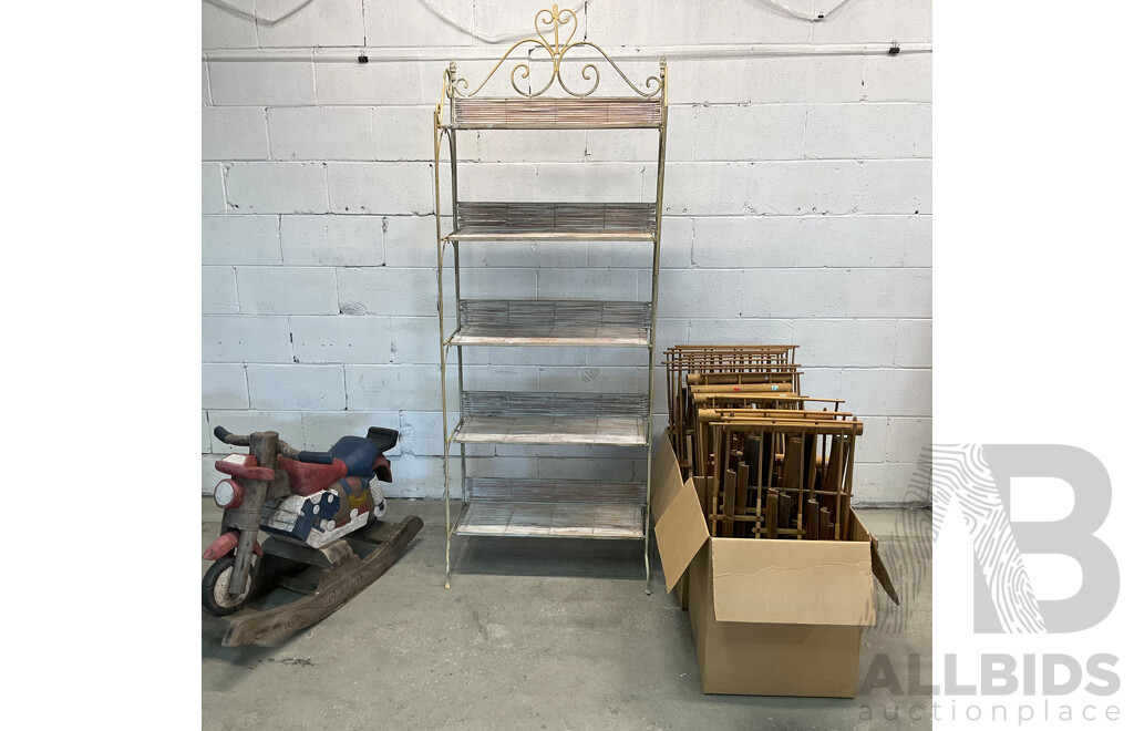 24 X Indonesian Bamboo Angklung & Wood Racking Horse & Foldable Bamboo Shelf
