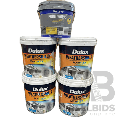 DULUX Weathershield Low Sheen Outdoor Paint - PREMIX (2021/2022) SELLEYS Adhesive Mechanical Fastener Grey - LOT of 5