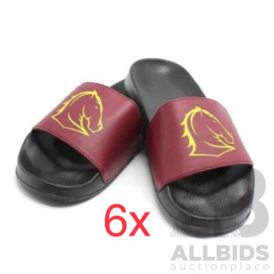 TEAM KICKS NRL Brisbane Broncos Unisex Slides Size Mens US 8.5, Womens US9.5 - Lot of 6