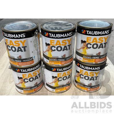 6 X TAUBMANS Easy Coat Interior Doors& Trims White Gloss 4L