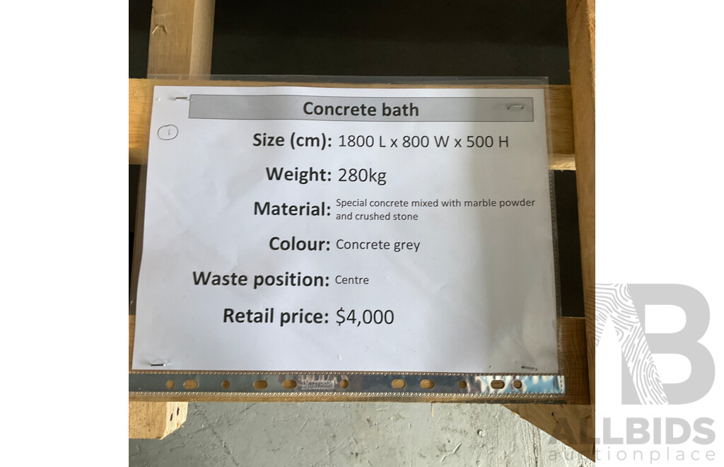 Stone Composite Grey Bath (1800L X 800W X 500H) - ORP $4,000.00