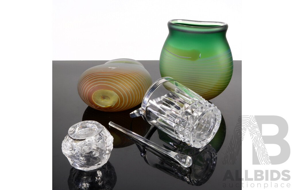Vintage French Cristal D'arques Ice Bucket, Snowball Form Mid Century Votive, Pair Art Glass Vases and More