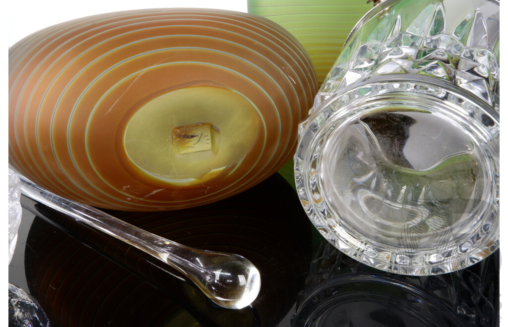 Vintage French Cristal D'arques Ice Bucket, Snowball Form Mid Century Votive, Pair Art Glass Vases and More