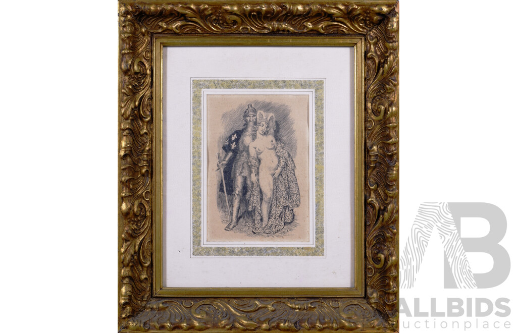 Norman Lindsay (20th Century, Australian, 1879 -1969), Challenge to Adultery, (1968), Print of Original Ink Drawing, Signed and Dated in Print, 67 x 57 cm (frame)