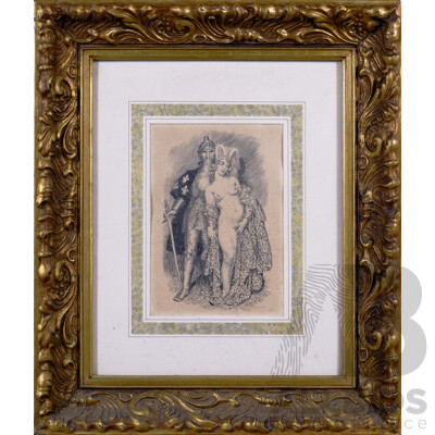 Norman Lindsay (20th Century, Australian, 1879 -1969), Challenge to Adultery, (1968), Print of Original Ink Drawing, Signed and Dated in Print, 67 x 57 cm (frame)