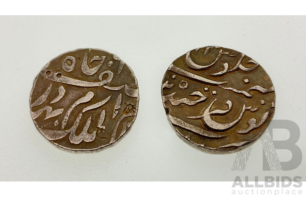 Two India Hyderabad Silver Rupee Coins