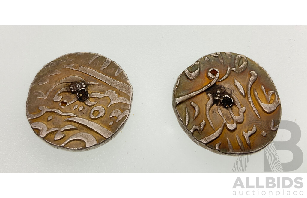 Two India Hyderabad Silver Rupee Coins