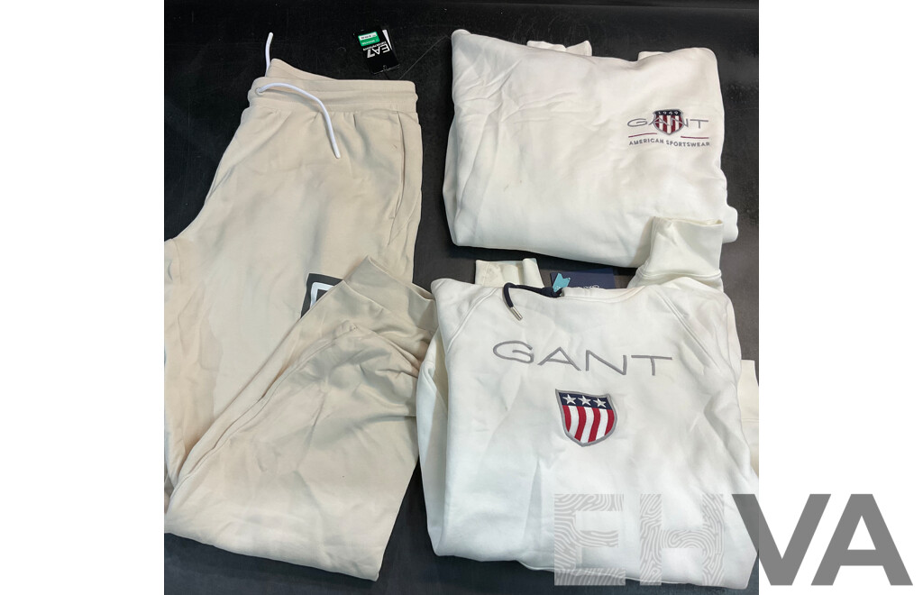 GANT White Shield Hoodie Size L/XL & EMPORIO ARMANI Pants Size XXL - Lot of 3